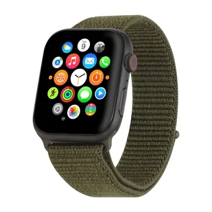 Nylonowy pasek do zegarka Apple Watch SE 2. generacji 44 mm w kolorze ciemnozielonym, regulowany, elastyczny pasek sportowy z tkaniny, odpowiedni do zegarka iWatch - Akcesoria do smartwatchy - miniaturka - grafika 1