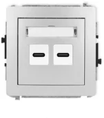 Gniazdka elektryczne - Gniazdo USB Karlik Deco 7DGUSB-8 podwójne C-C srebrny metalik - miniaturka - grafika 1
