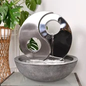 Fontanny ogrodowe - KÖHKO® Ściana wodna Yin Yang z oświetleniem LED Okrągła ok. Ø 48 cm Fontanna ze stali nierdzewnej z niecką z polyresinu 23018 - miniaturka - grafika 1