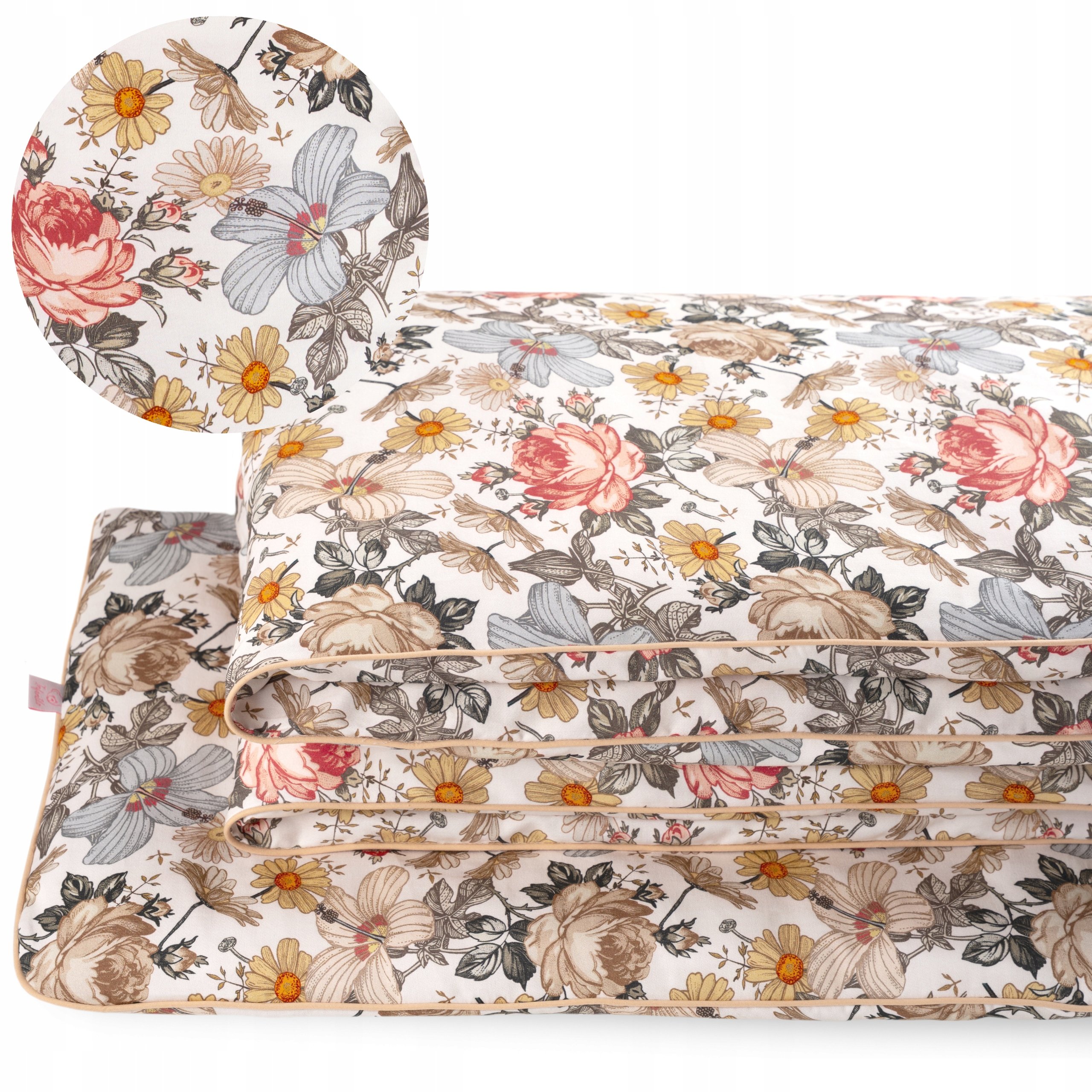 Pościel Do Łóżeczka Bawełna Satynowa 120X90 Z Ozdobną Wypustką 2-elementowa