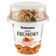 Kefiry, jogurty, maślanki - Bakoma Jogurt kremowy z owsianką truskawkową i granolą z pestkami dyni i słonecznika 230 g - miniaturka - grafika 1