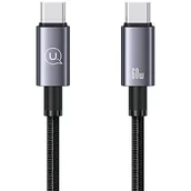 Kable USB - USAMS USB-C do USB-C 60W 0,25m Fast Charging (stalowy) - miniaturka - grafika 1