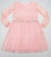 Sukienki i spódniczki dla dziewczynek - Sukienka wizytowa dziewczynka Angel pudrowy róż koronka - miniaturka - grafika 1