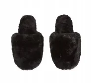 Kapcie damskie - KAPCIE KLAPKI DAMSKIE WYGODNE MIĘKKIE PLUSZOWE ROZMIAR UNIWERSALNY CZARNE - miniaturka - grafika 1