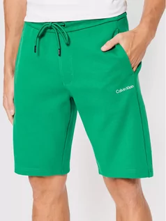 Spodnie sportowe męskie - Calvin Klein Szorty sportowe Interlock K10K109430 Zielony Regular Fit - grafika 1
