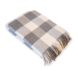 Koc 100% wełna nowozelandzka 150x200 wzór szachownica szara/Tarnowska-design - Koce - miniaturka - grafika 1