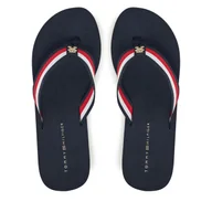 Klapki i japonki damskie - Japonki Tommy Hilfiger Th Corporate Wedge Beach Sandal FW0FW08520 Granatowy - miniaturka - grafika 1