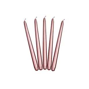Party Deco Świeca stożkowa metaliczna różowe złoto - 24 cm - 10 szt. SKMET-019R - Świece - miniaturka - grafika 2