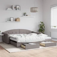 Sofy i kanapy - vidaXL Sofa rozsuwana z szufladami, taupe, 100x200 cm, tkanina - miniaturka - grafika 1