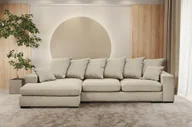 Narożniki - Sofa w kształcie L GABON narożnik z funkcją spania Riviera jasnobeżowy lewy - miniaturka - grafika 1