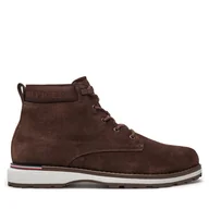 Botki męskie - Trzewiki Tommy Hilfiger Corporate FM0FM05147 Brązowy - miniaturka - grafika 1