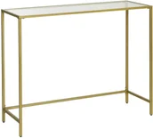 Konsole i sekretarzyki - Złota metalowa konsola ze szklanym blatem P2-T52 - miniaturka - grafika 1