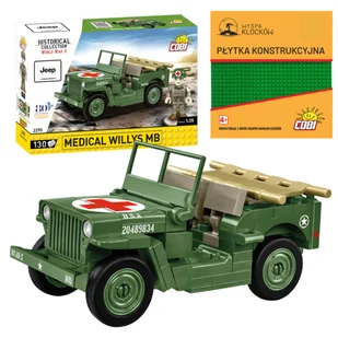 Cobi 2295 Pojazd Jeep Medical Willys MB  HC WW2 130 El. + PŁYTKA - Klocki - miniaturka - grafika 1