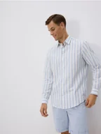 Koszule męskie - Reserved - Koszula regular fit w paski - niebieski - miniaturka - grafika 1