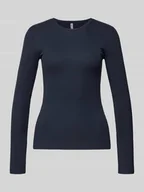 Bluzki damskie - Bluzka z długim rękawem o kroju slim fit z mieszanki bawełny - miniaturka - grafika 1