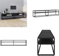 Szafki RTV - vidaXL Szafka pod TV czarna 200x40x40,5 cm szkło hartowane - szafka pod TV - szafki pod TV - stojak pod TV - meble pod TV - miniaturka - grafika 1