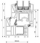 Okna - Okno plastikowe PCV Salamander BluEvolution 82 Okna balkonowe rozwierne + rozwierno-uchylne z poprzeczką (ruchomy słupek) 1200x2000 - miniaturka - grafika 1