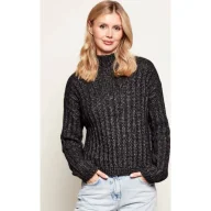Swetry damskie - HUGO Półgolf Safineyny Loose fit z dodatkiem wełny - miniaturka - grafika 1