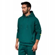 Bluzy męskie - Modna dresowa bluza unisex z kapturem ciemnozielona OU-SNBC-0105 V17 M/L - miniaturka - grafika 1