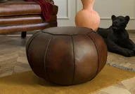 Pufy i podnóżki - CHESTERFIELD Pufa #19 Skóra naturalna 58x38 cm - miniaturka - grafika 1