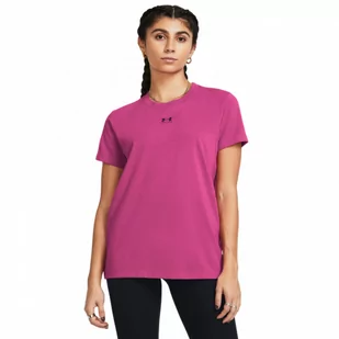 Damski t-shirt z nadrukiem Under Armour UA Rival Core SS - różowy - UNDER ARMOUR - Koszulki sportowe damskie - miniaturka - grafika 1