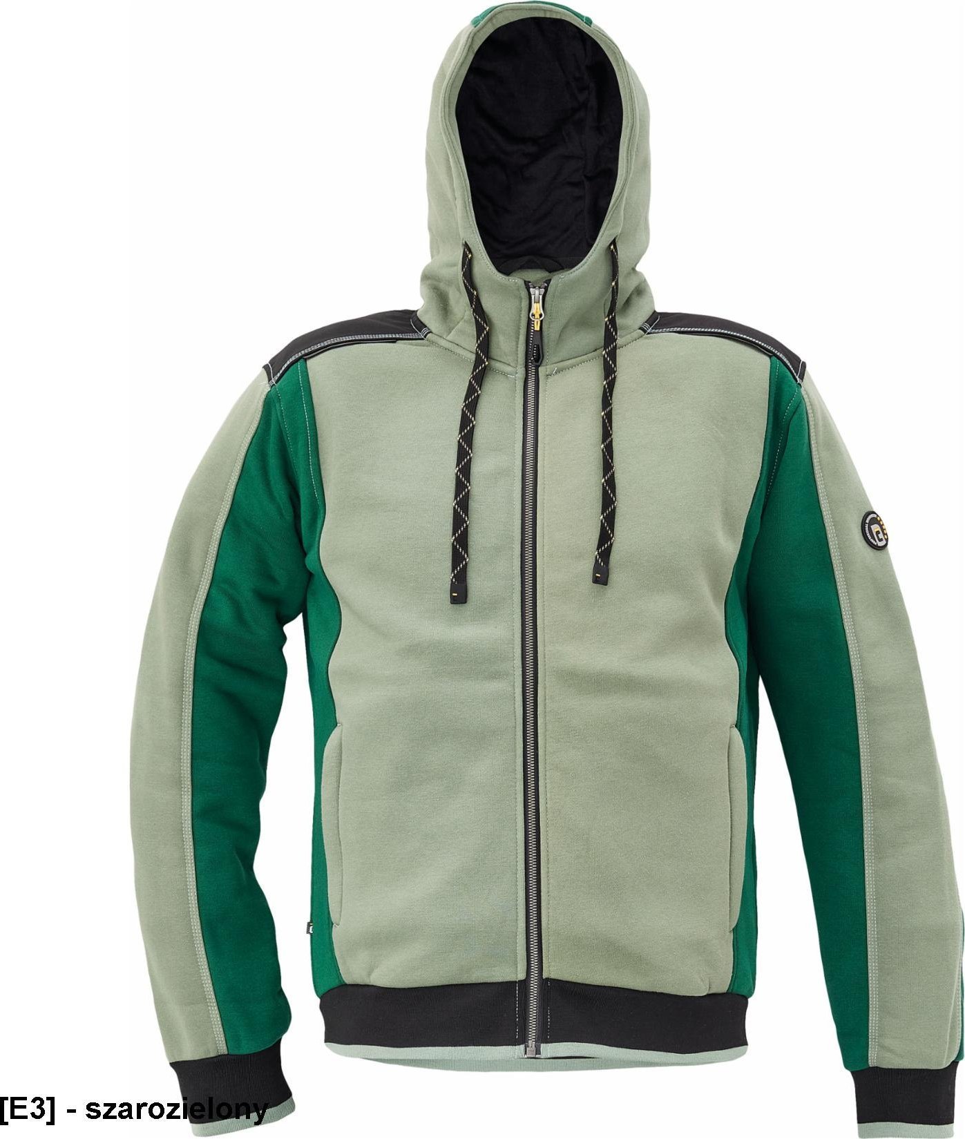 CERVA DAYBORO - męska bluza, kaptur, odblaskowe elementy, 55% bawełna, 45% poliester - szarozielony 4XL