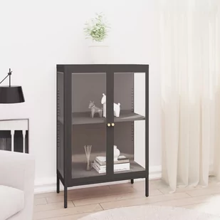 vidaXL Szafka boczna antracytowa 75x35x105 cm stal i szkło 336072 - Komody - miniaturka - grafika 1