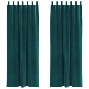 Zasłony vidaXL Ciemnozielone Poliester 140 x 225 cm - Zasłony - miniaturka - grafika 1