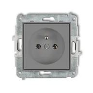 Gniazdka elektryczne - Karlik Gniazdo poj. z uziemieniem ICON - szary mat - miniaturka - grafika 1