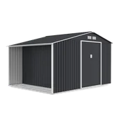 Altany ogrodowe - Domek narzędziowy MADISON 342x255cm Cold Grey, z drewutnią, wentylacją i przesuwanymi drzwiami, idealny schowek na narzędzia i drewno Hardmaister - miniaturka - grafika 1