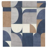 Tapety - Tapeta modern niebiesko-brązowa winylowa na flizelinie - miniaturka - grafika 1