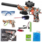 Zabawki militarne - Pistolet Automatyczny Deserteagle Biały Z Czarno-Czerwoną Grafiką Na Kulki Żelowe - miniaturka - grafika 1