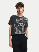 Koszulki i topy damskie - Desigual T-Shirt Mickey Drawing 24WWTKA1 Czarny Regular Fit - miniaturka - grafika 1