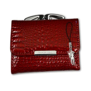 Jennifer Jones RFID Blocker prawdziwy skórzany portfel damski damski mini portfel czerwony 9.5x2x8cm z zawieszką wróżki D2OPJ119R - Portfele - miniaturka - grafika 1