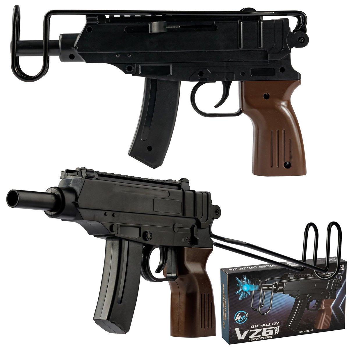 Karabin metalowy ASG imitacja broni na kulki 6mm żelowe strzałki 4w1 HJ353W