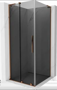Mexen Velar L kabina prysznicowa rozsuwana 100x100 cm, grafit, różowe złoto - 871-100-100-43-60 - Kabiny prysznicowe - miniaturka - grafika 1