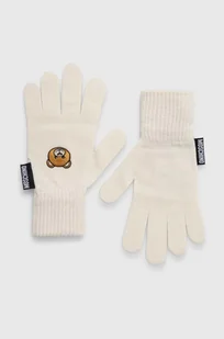 Moschino rękawiczki wełniane kolor beżowy M3141 65162 - Rękawiczki - miniaturka - grafika 1