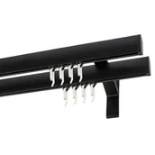 Karnisze - Karnisz DECASTYL Apartamentowy z agrafkami podwójny 200 cm Czarny - miniaturka - grafika 1