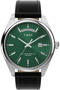 Zegarek Zegarek Timex TW2W57300 Legacy Eco Leather Strap Green 41mm - Zegarki męskie - miniaturka - grafika 1