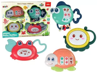 Import LEANToys Dziecięcy Zestaw Grzechotek 4 Sztuki Żółw Rybka Zwierzęta Morskie Gryzak LT-10113-0 - Gryzaki dla dzieci - miniaturka - grafika 1