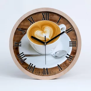 Zegar drewniany okrągły kawa w filiżance fi 30 cm, Tulup - Zegary - miniaturka - grafika 1