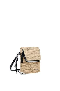 Desigual MONE_Half Logo Raffia_V, Bi-Fold Wallet Women's, 12, Kolor biały, 12 - Portfele - miniaturka - grafika 1