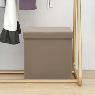 Lumarko Składany stołek ze schowkiem, kolor cappuccino, PVC - Taborety i hokery - miniaturka - grafika 1