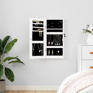 Wisząca szafka na biżuterię, z lustrem, biała, 30x8,5x67 cm Lumarko! - Szafki łazienkowe - miniaturka - grafika 1