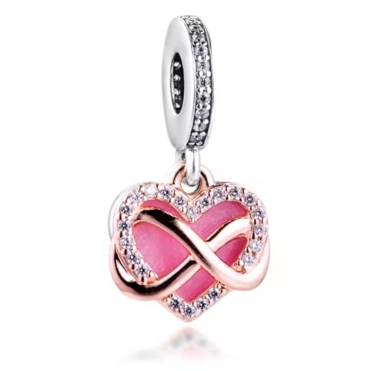 Zawieszka Charms SREBRO 925 Koralik Rodzinne Serce z Nieskończonością Dzień Matki