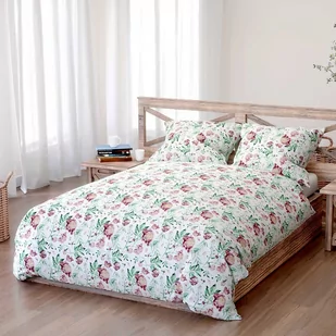Pościel bawełniana 180x200 Peony light biała bordowa zielona peonie kwiaty Bawełna 3 - Pościel - miniaturka - grafika 1