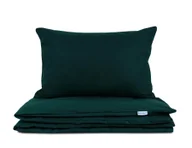 Pościel - Pościel bawełniana 180x200 Semplice zieleń butelkowa z torbą - miniaturka - grafika 1