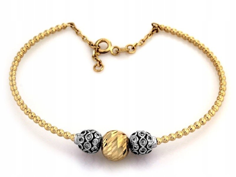 Bransoletka bangle złota 585 14k z cyrkoniami waga 5.28g regulowana kobieca