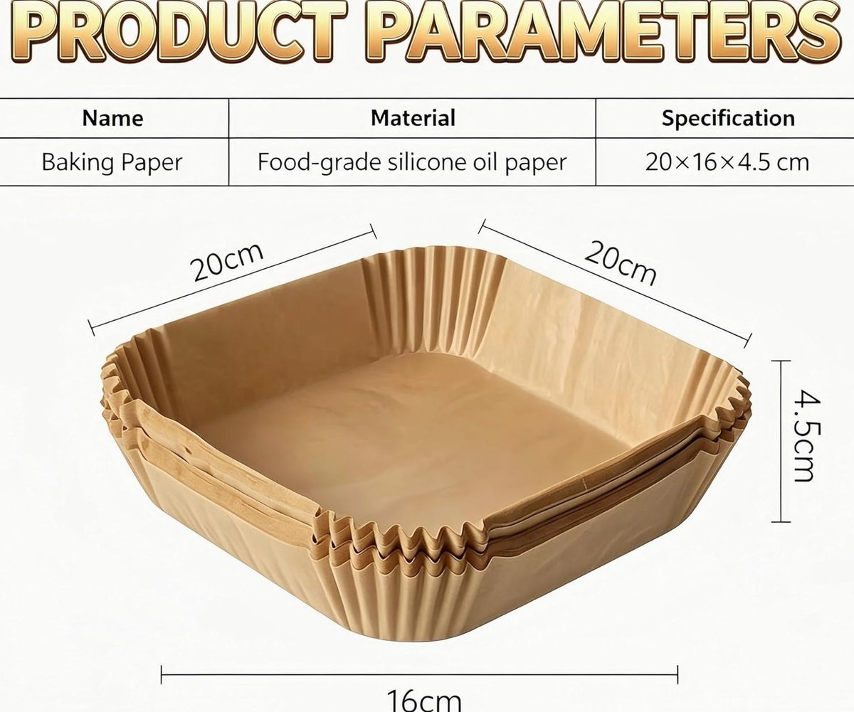 PAPIER 100 SZTUK 16 CM DO FRYTKOWNICY JEDNORAZOWY KWADRATOWY