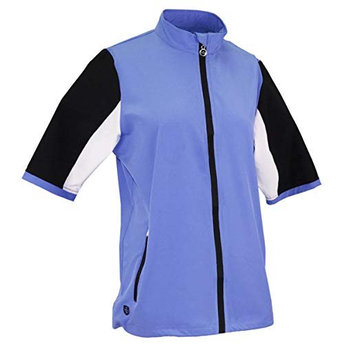 Island Green Damski golf damski z krótkim rękawem wodoodporny oddychający ultralekki przeciwwiatrowy top top Lawenda/czarna/biała 10
